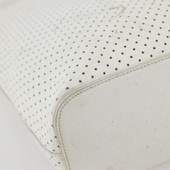 PRADA Tote Bag Punching Leather White Silver Auth ti3448